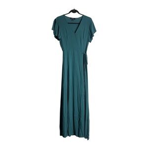 Lulu's Heart of Marigold Teal Blue Wrap Maxi Dress Size S